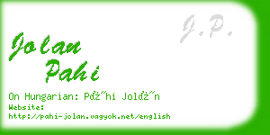 jolan pahi business card